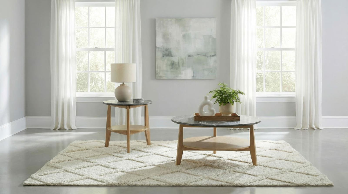 Bradley 3-Piece Round SmartTop Coffee Table Set Grey and Natural