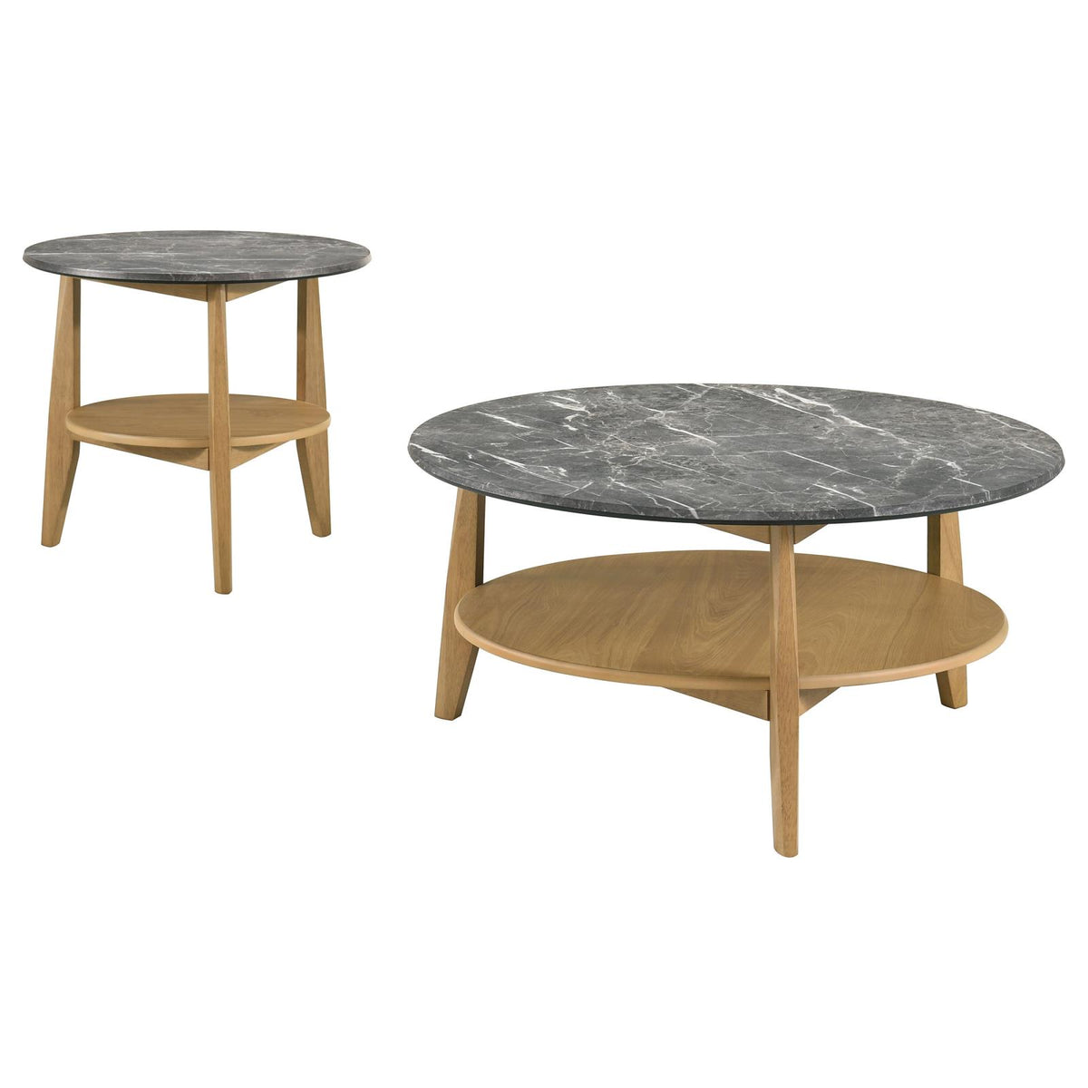 Bradley 3-Piece Round SmartTop Coffee Table Set Grey and Natural