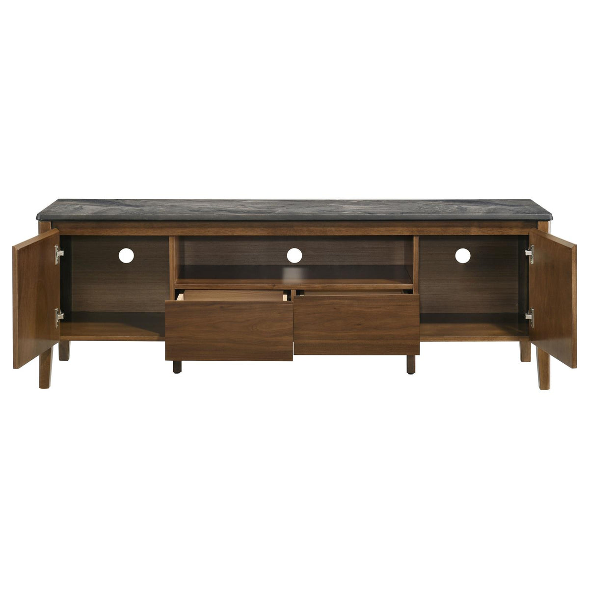 Bradley 63-inch 2-Door SmartTop TV Stand Smokey Grey and Brown
