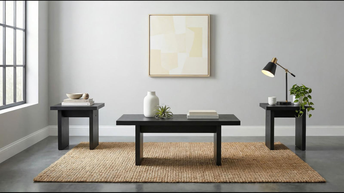 Decker Coffee and End Table Set Black