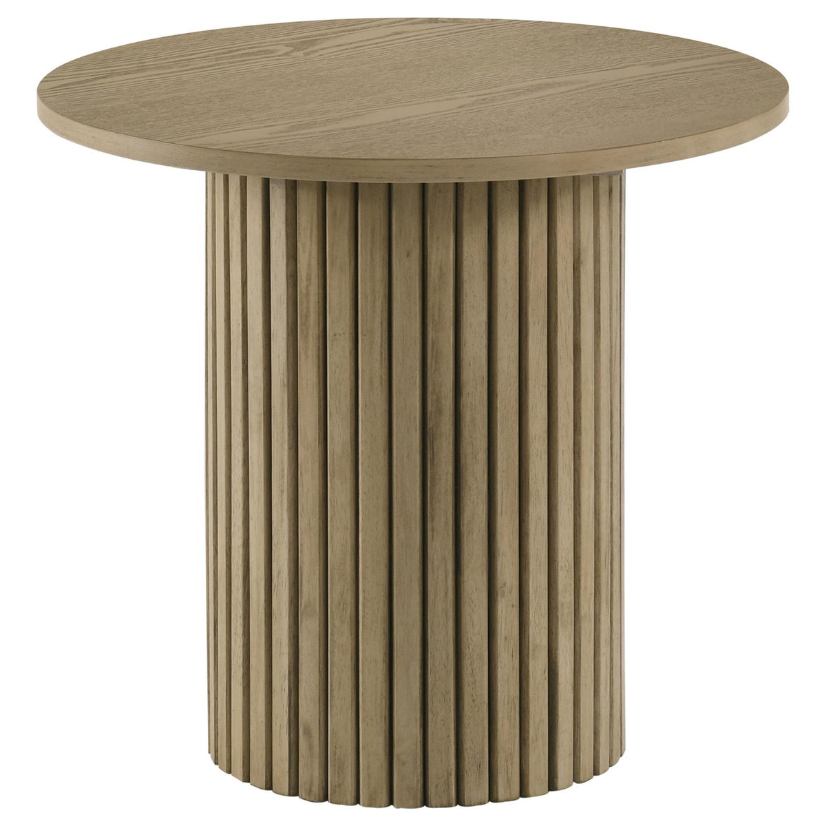 Hamlyn Round Fluted Coffee and End Table Set Natural Oak