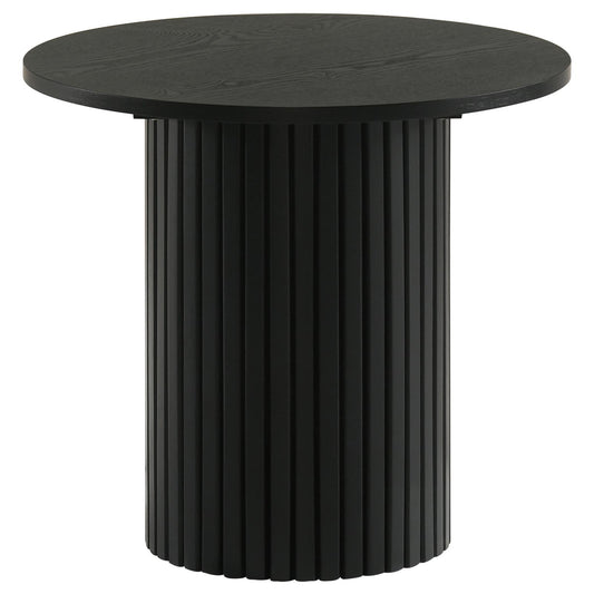 Hamlyn Round Fluted Occasional Side End Table Black