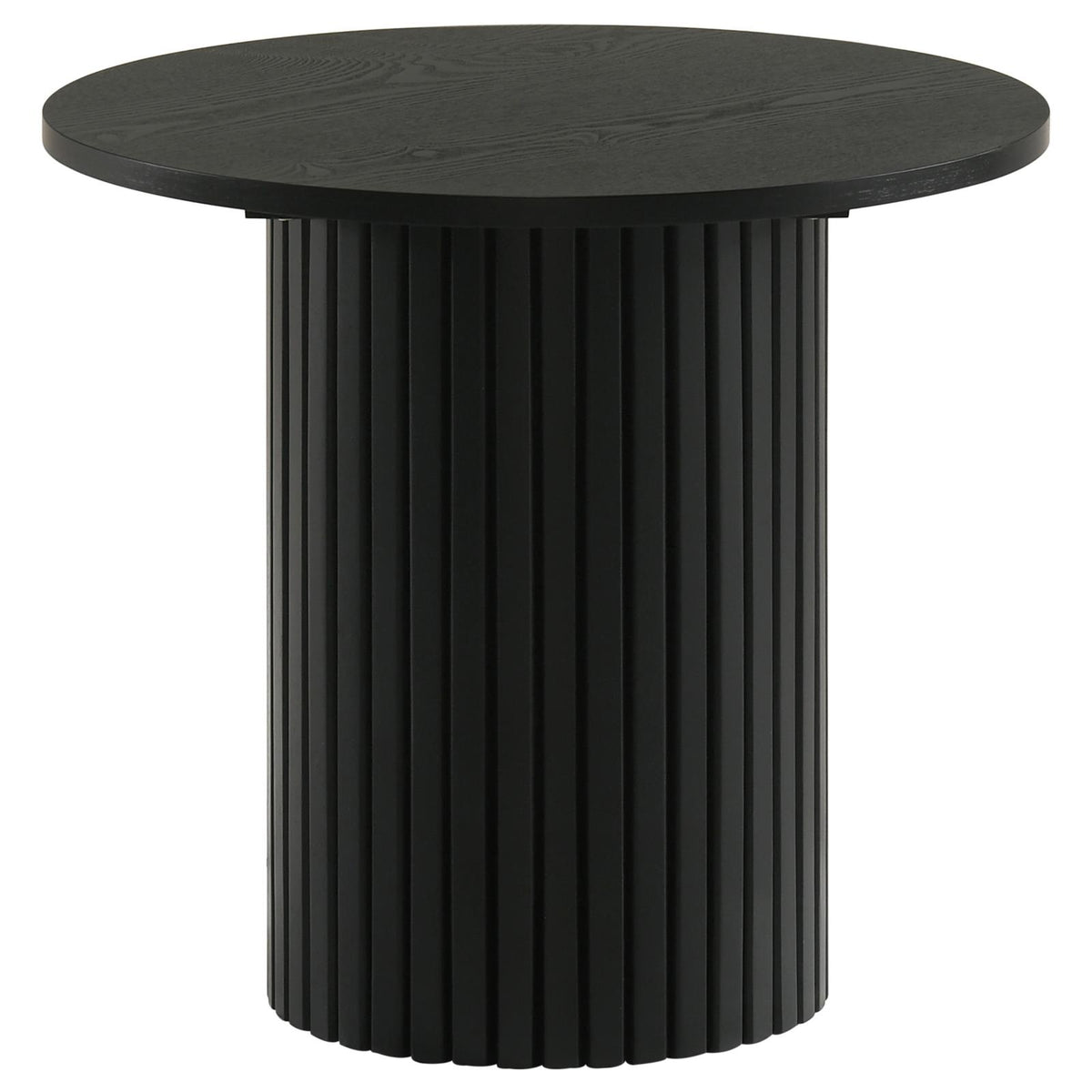 Hamlyn Round Fluted Coffee and End Table Set Black