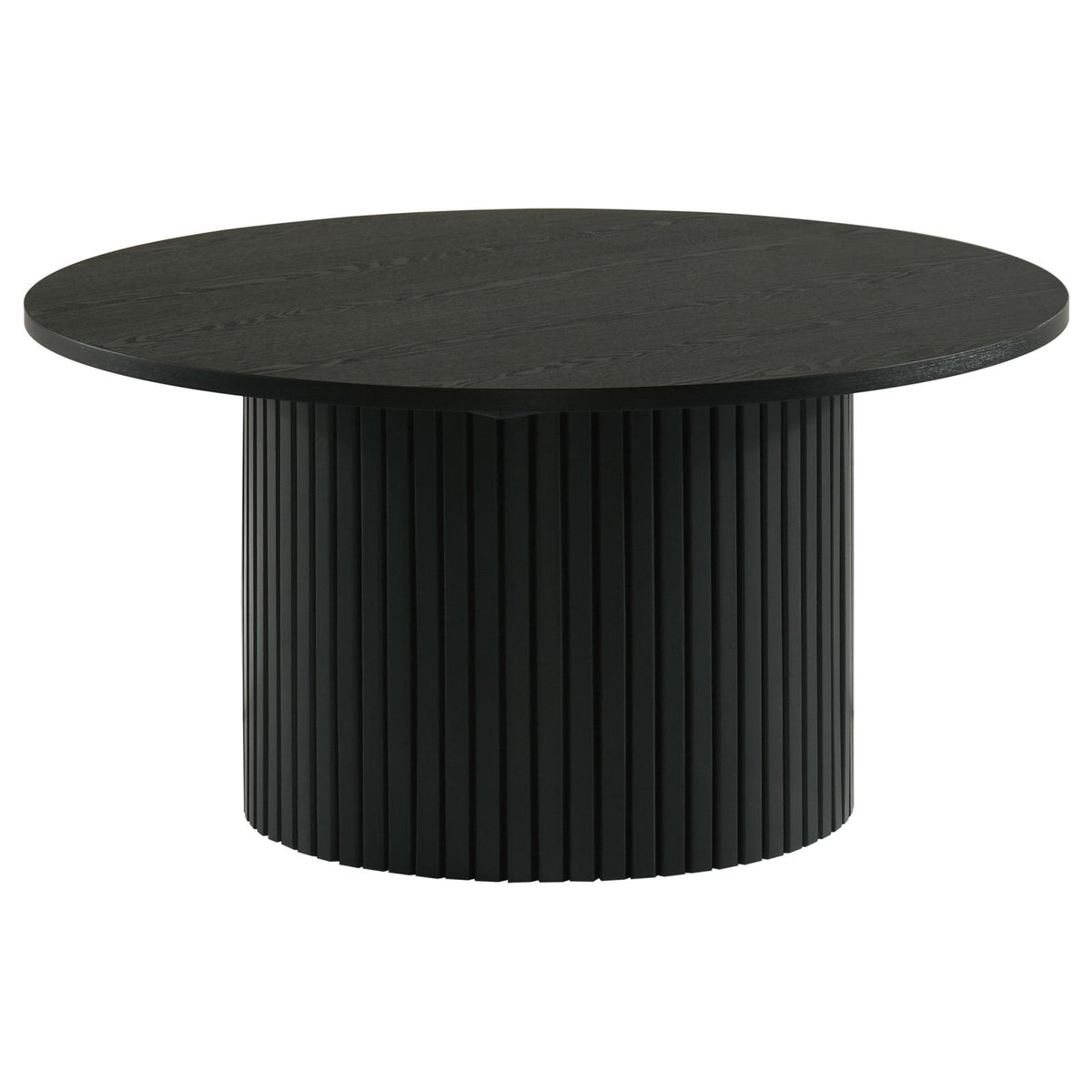 Hamlyn Round Fluted Coffee and End Table Set Black
