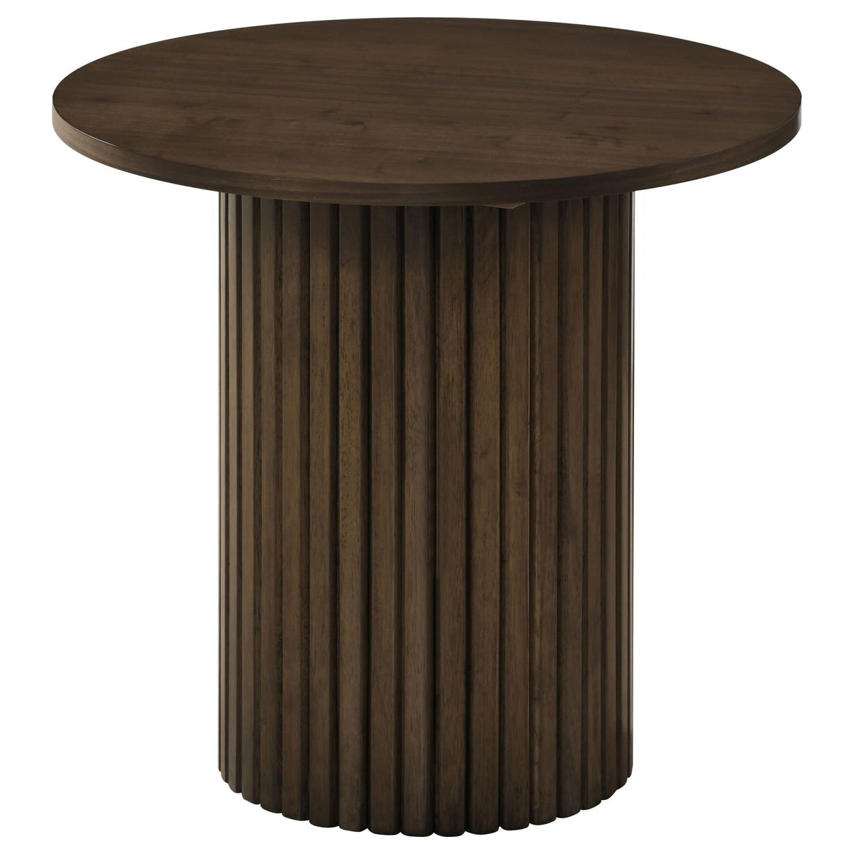 Hamlyn Round Fluted Coffee and End Table Set Walnut