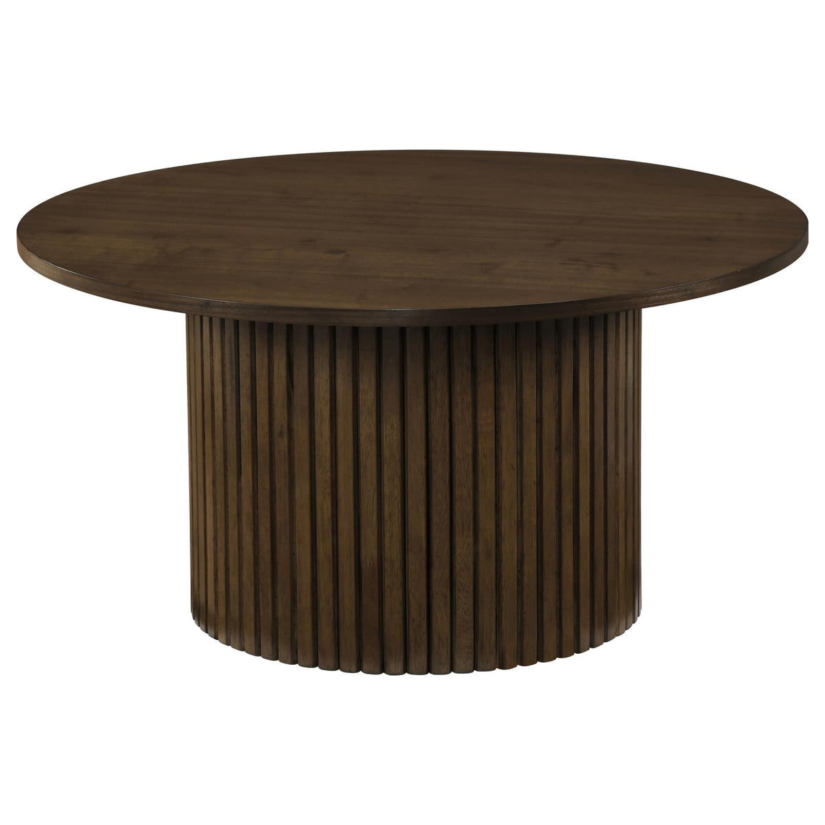Hamlyn Round Fluted Coffee and End Table Set Walnut