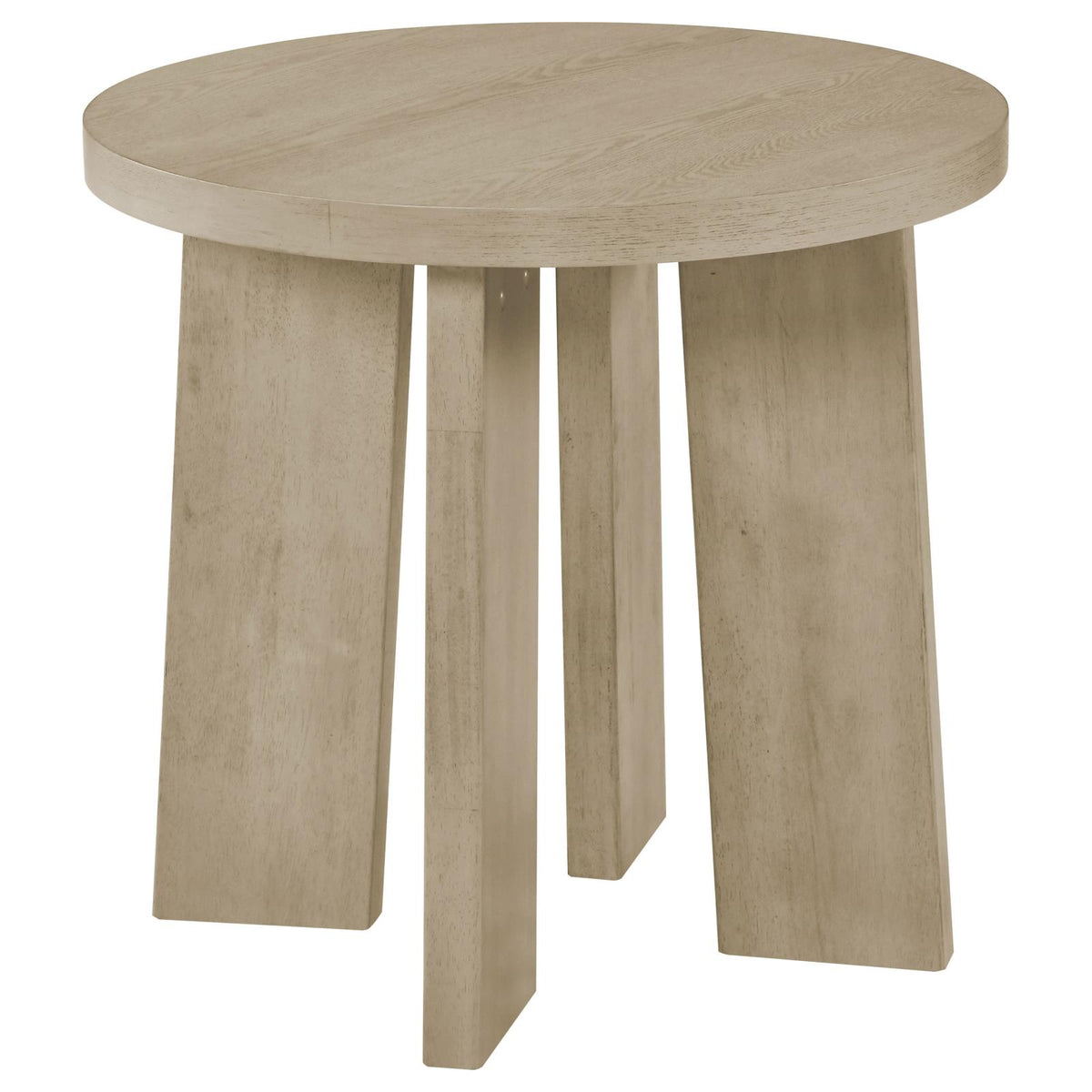 Strouse Contemporary Round End Table in Natural Oak