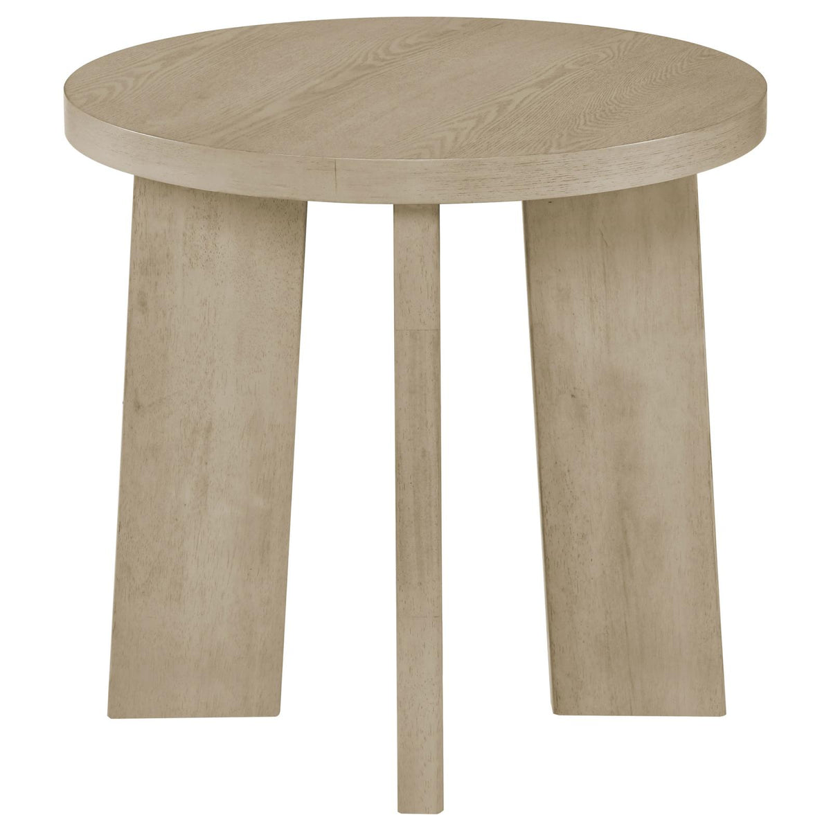 Strouse Contemporary Round End Table in Natural Oak