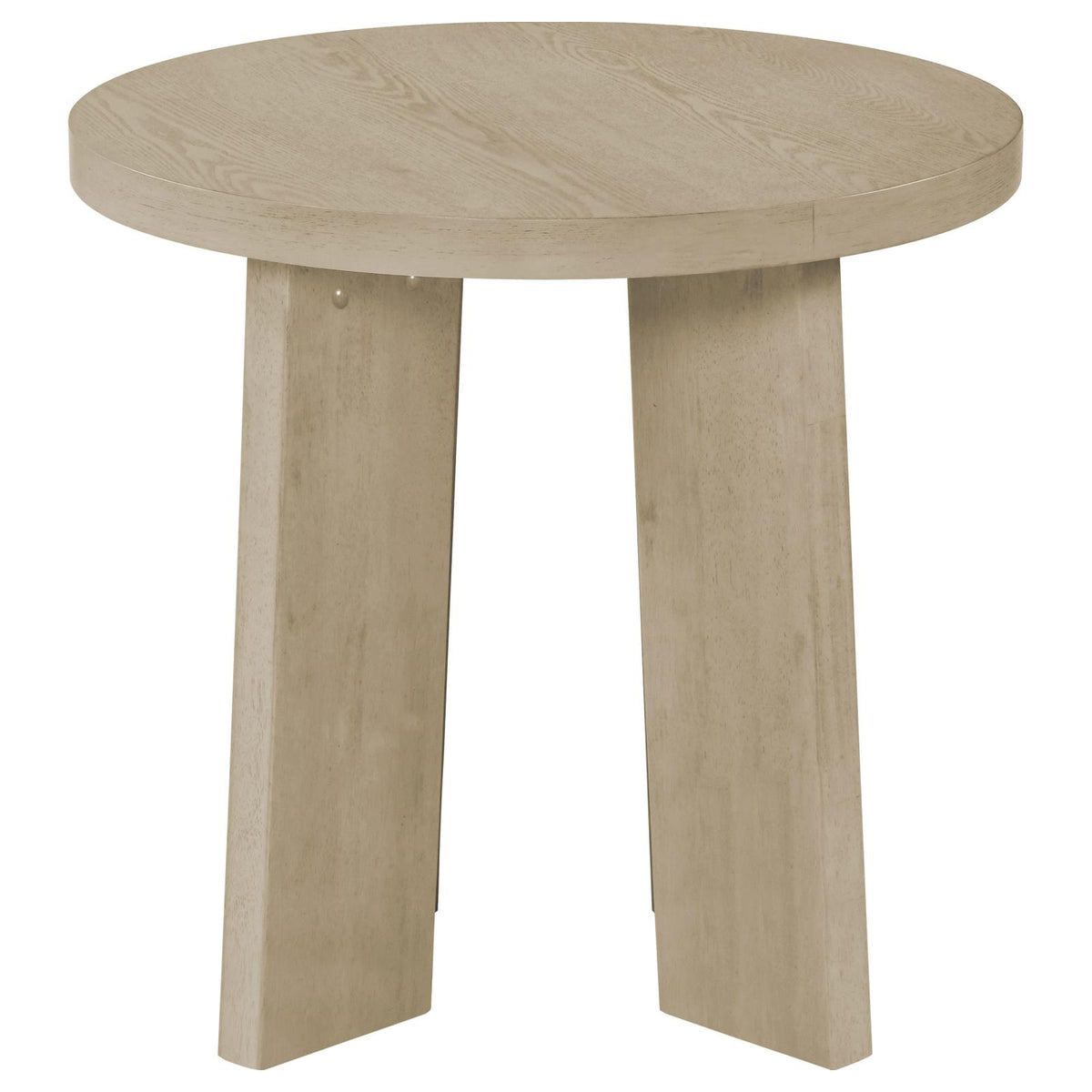 Strouse Contemporary Round End Table in Natural Oak