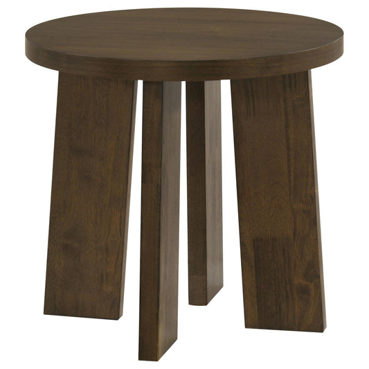 Strouse Contemporary Round End Table in Dark Walnut