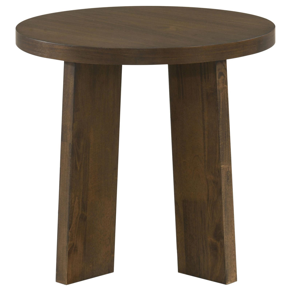 Strouse Contemporary Round End Table in Dark Walnut