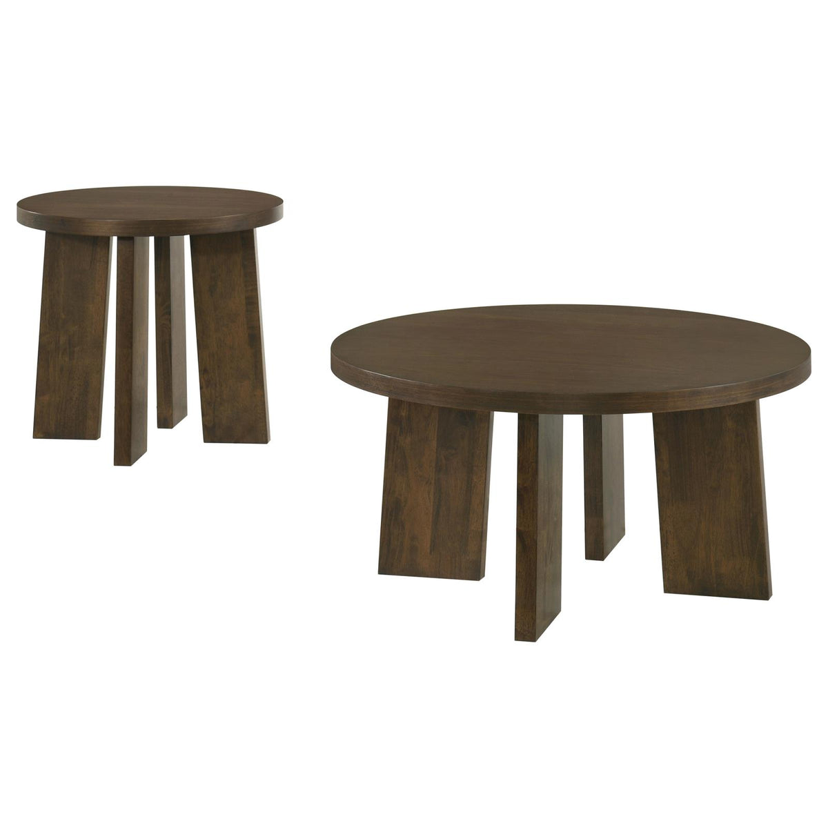 Strouse 3-Piece Round Coffee and End Table Set in Dark Walnut