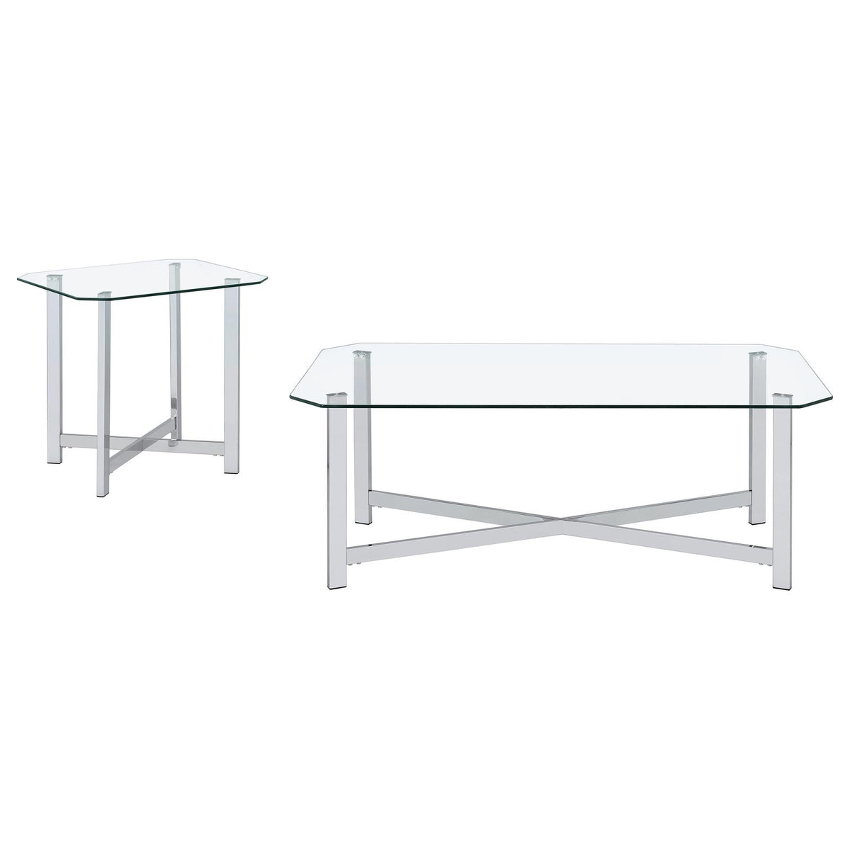 Cronin Tempered Glass Top Coffee Table Set Chrome