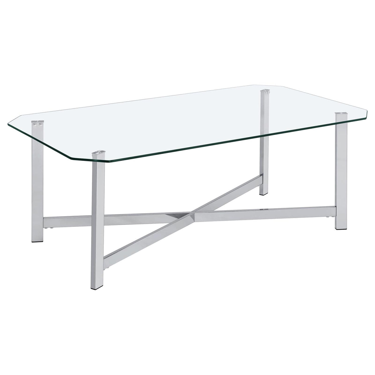 Cronin Tempered Glass Top Coffee Table Set Chrome