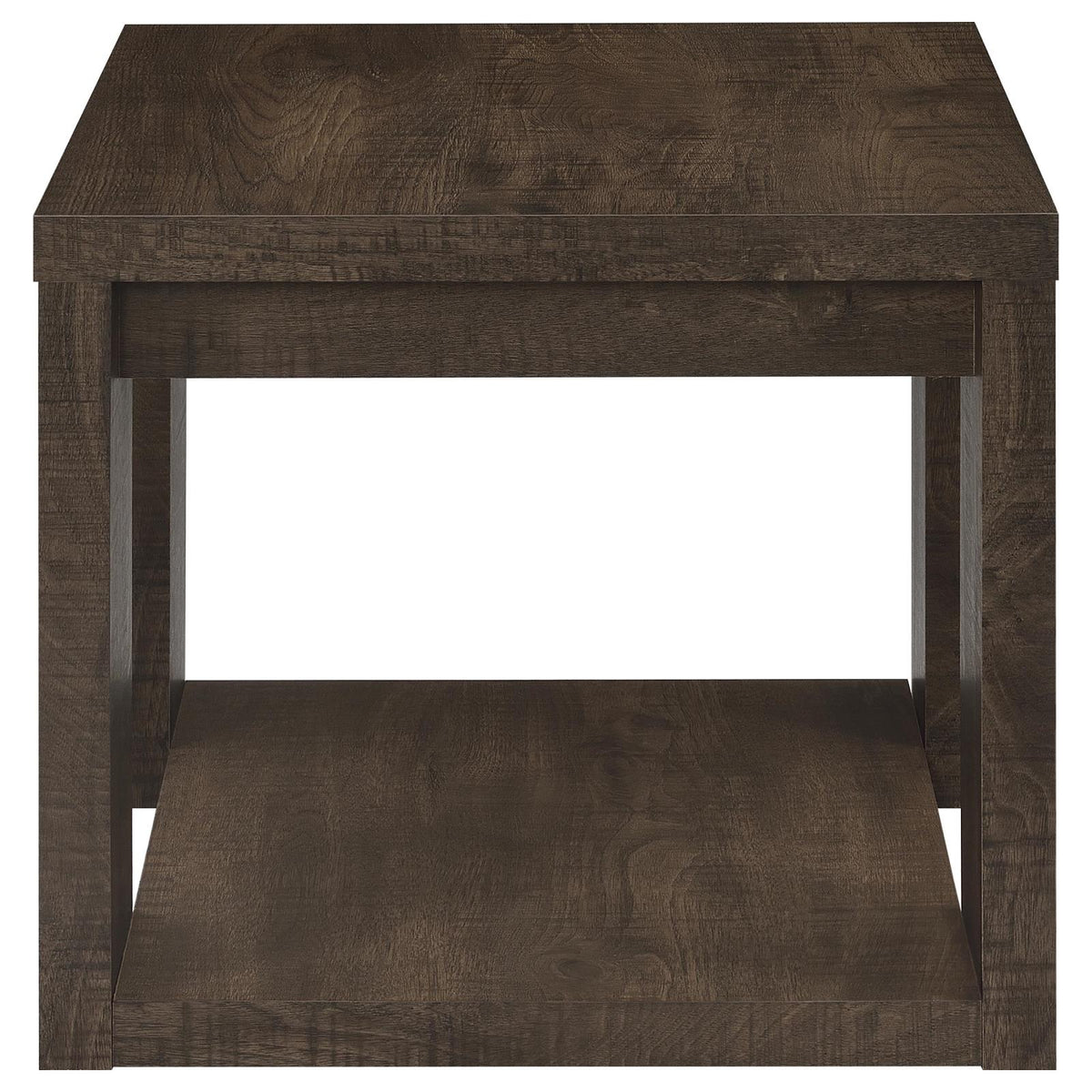 Pavone Transitional Square End Table with Lower Shelf Dark Rustic Mango
