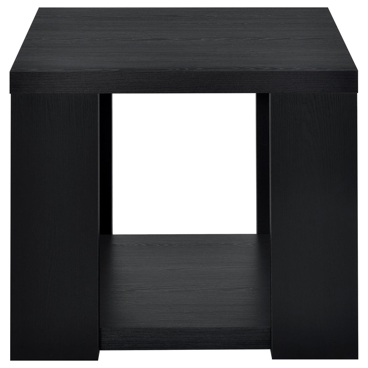 Pavone Transitional Square Storage End Table with Open Lower Shelf Black