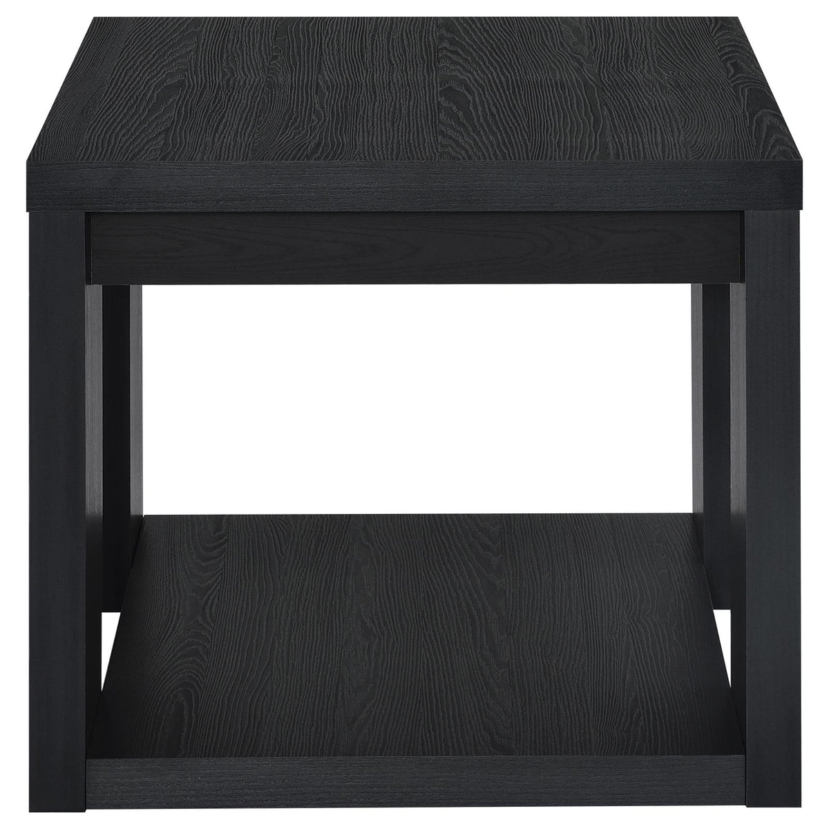 Pavone Transitional Square Storage End Table with Open Lower Shelf Black