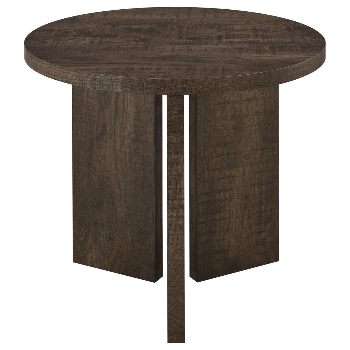 Aragon Round Panel Base End Table Dark Rustic Mango