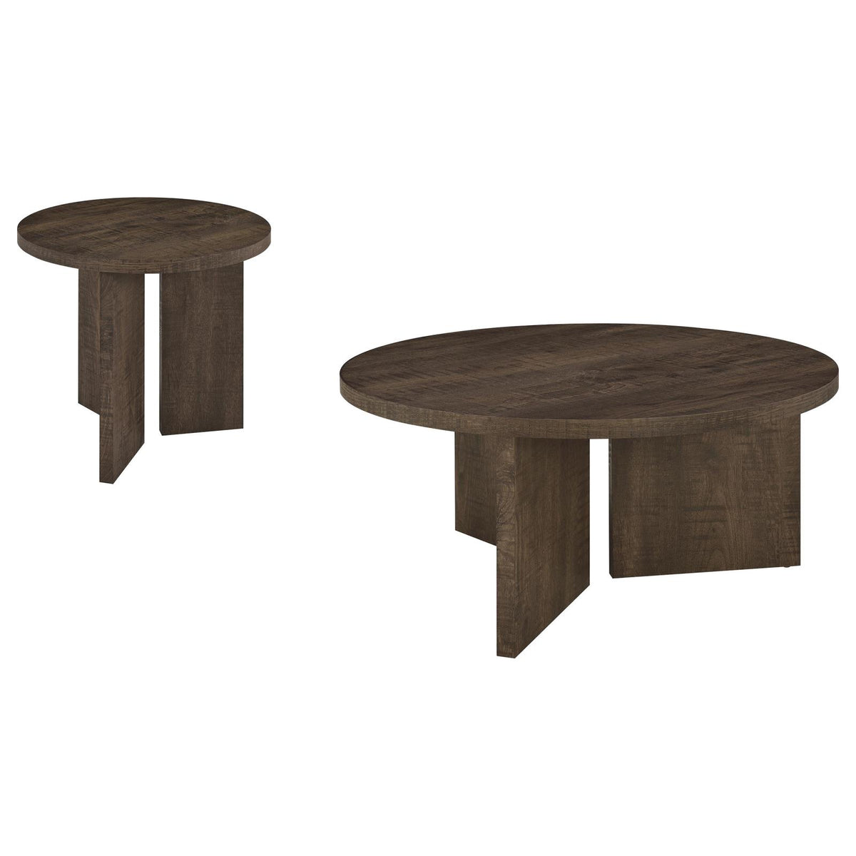 Aragon 3-Piece Round Coffee and End Table Set Dark Rustic Mango