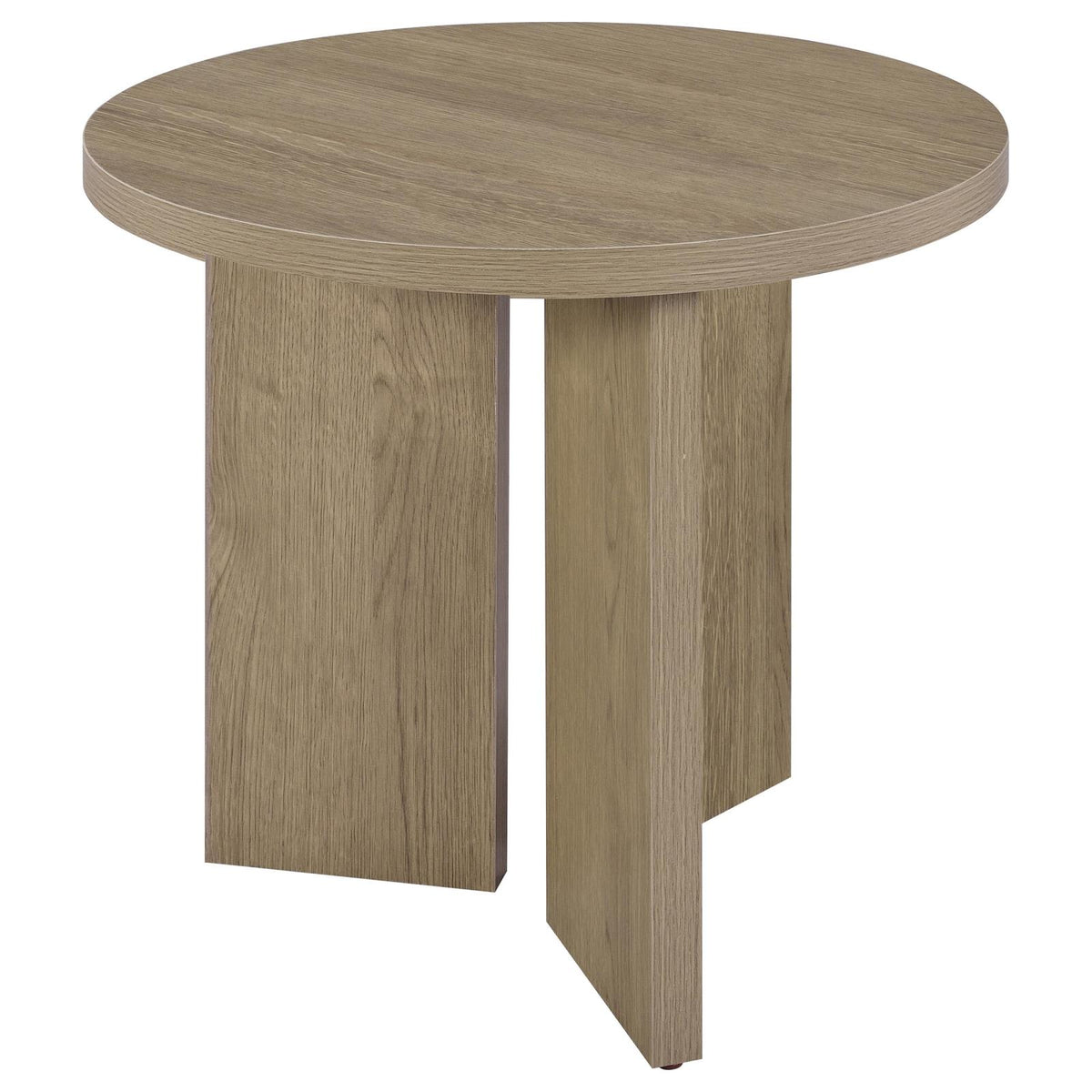 Aragon Round Panel Base End Table Latte
