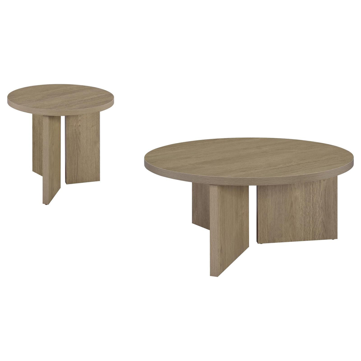 Aragon 3-Piece Round Coffee and End Table Set Latte
