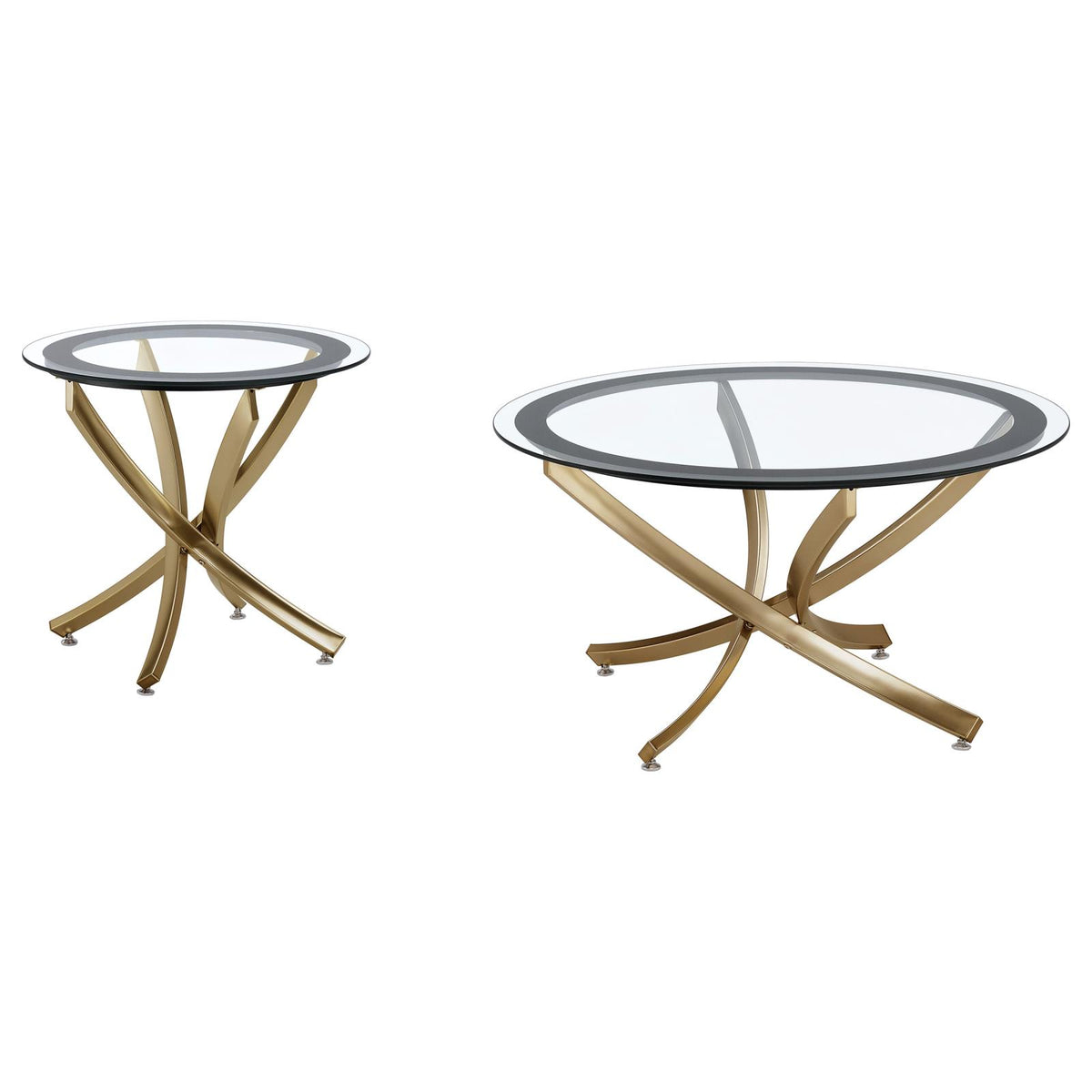 Brooke Round Coffee and End Table Set Rose Brass