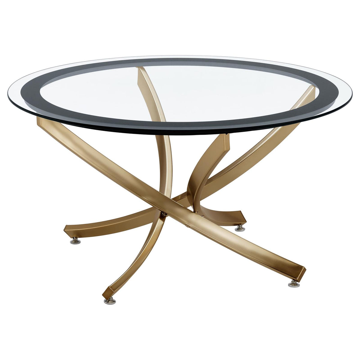 Brooke Round Coffee and End Table Set Rose Brass