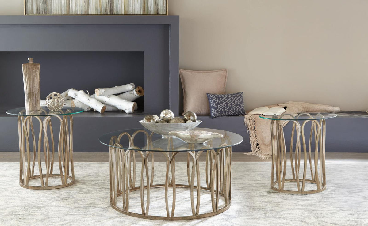 Monett Coffee and End Table Set Chocolate Chrome