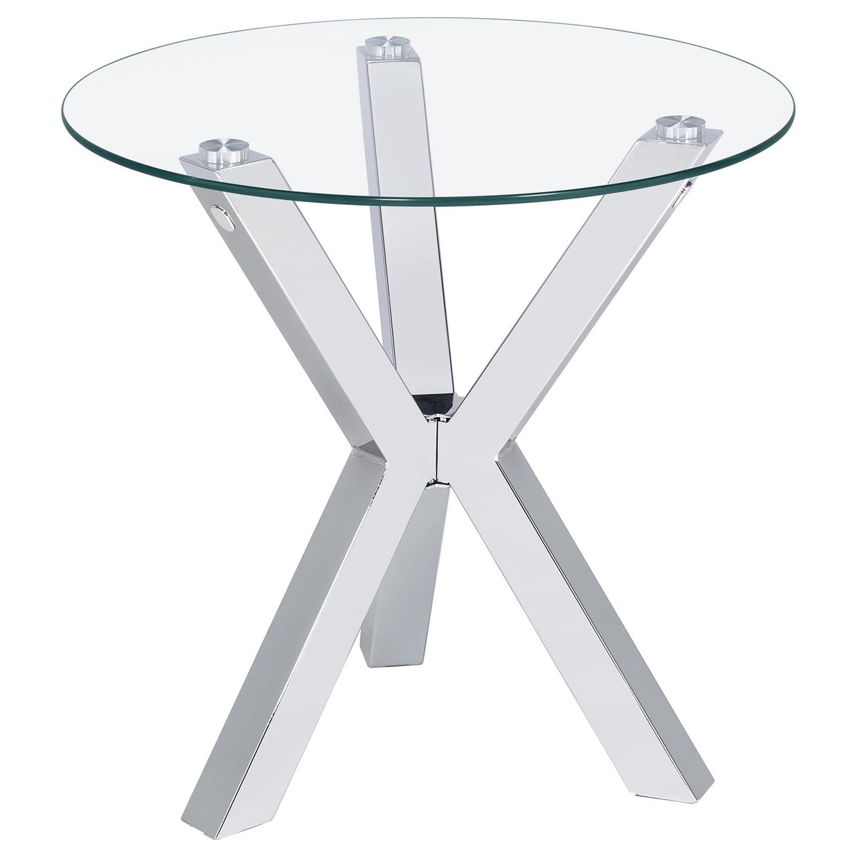 Kenzie Round Coffee and End Table Set Chrome