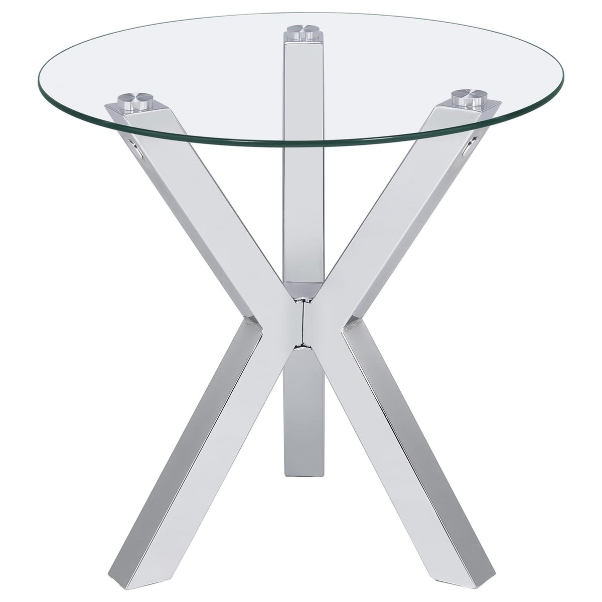 Kenzie Round Coffee and End Table Set Chrome