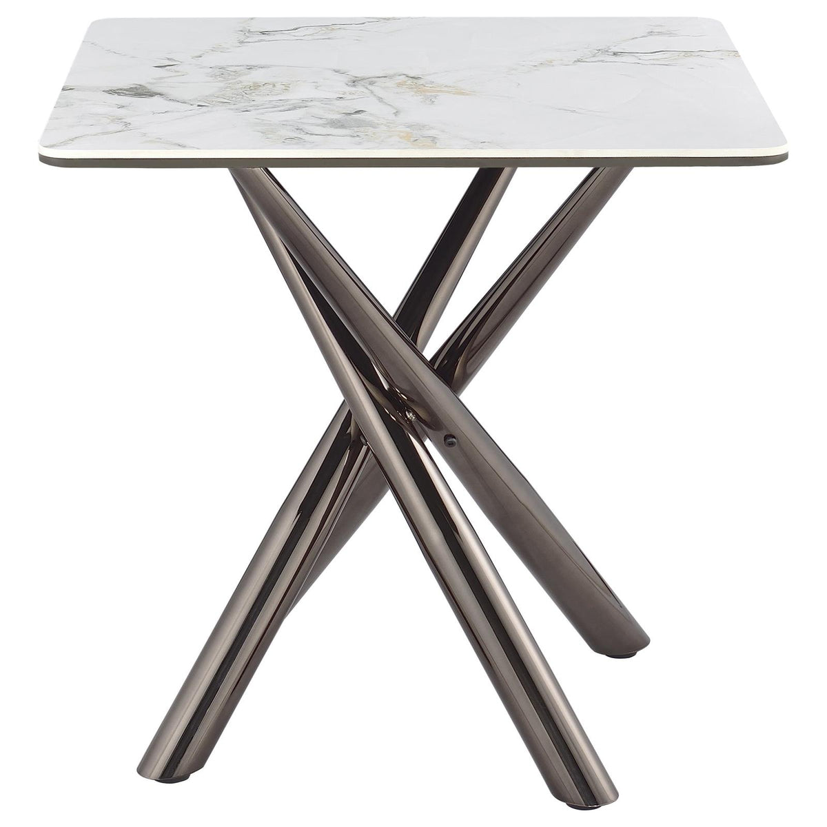 Carvell Square Sintered Stone End Side Table Mirage White