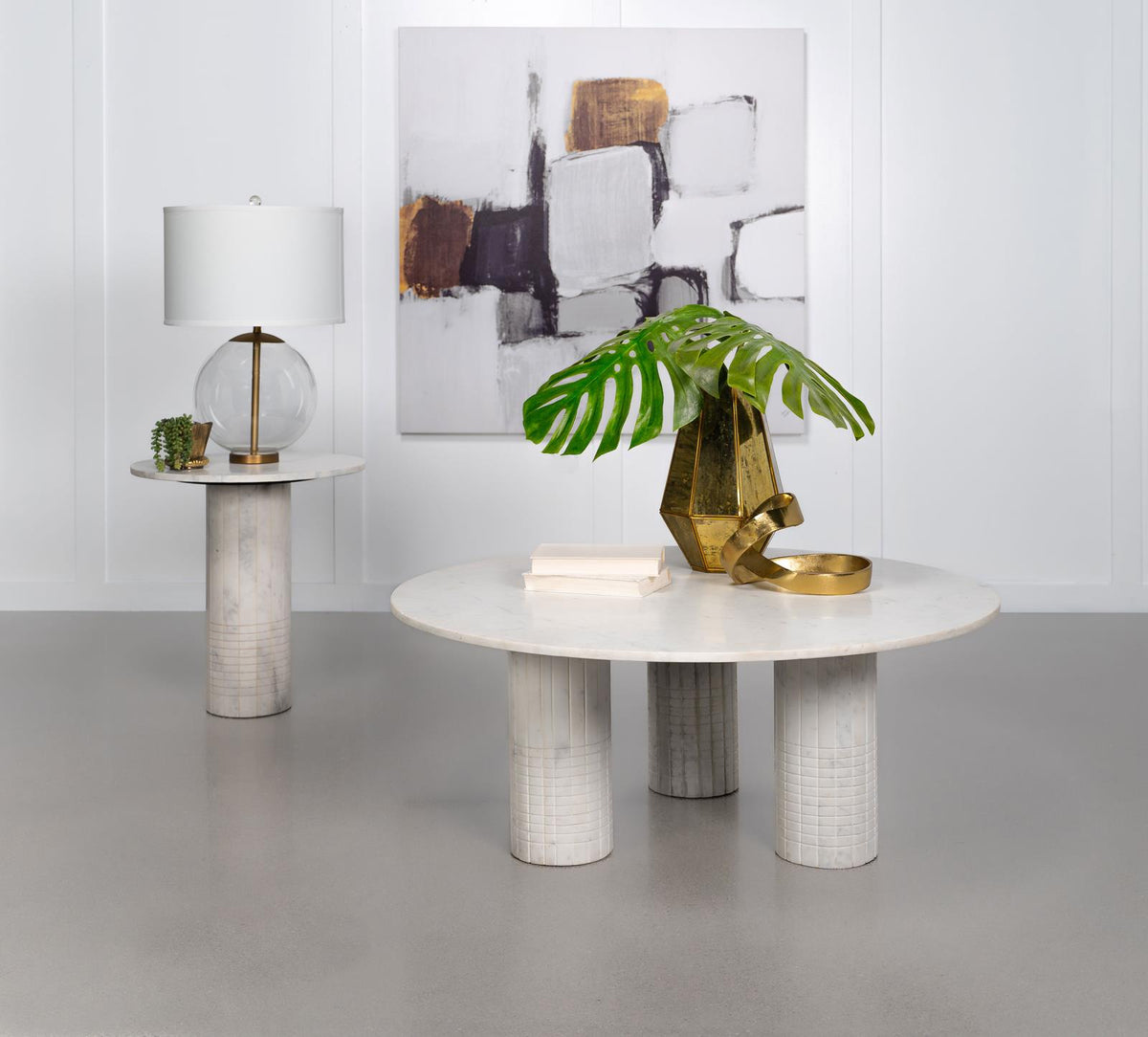 Astoria Marble Coffee and End Table Set White