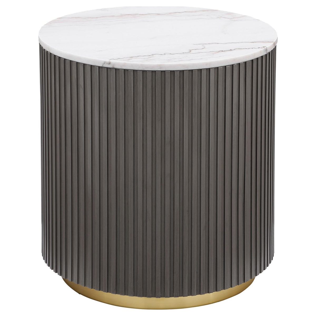 Jason Round White Marble Coffee Table Set Charcoal