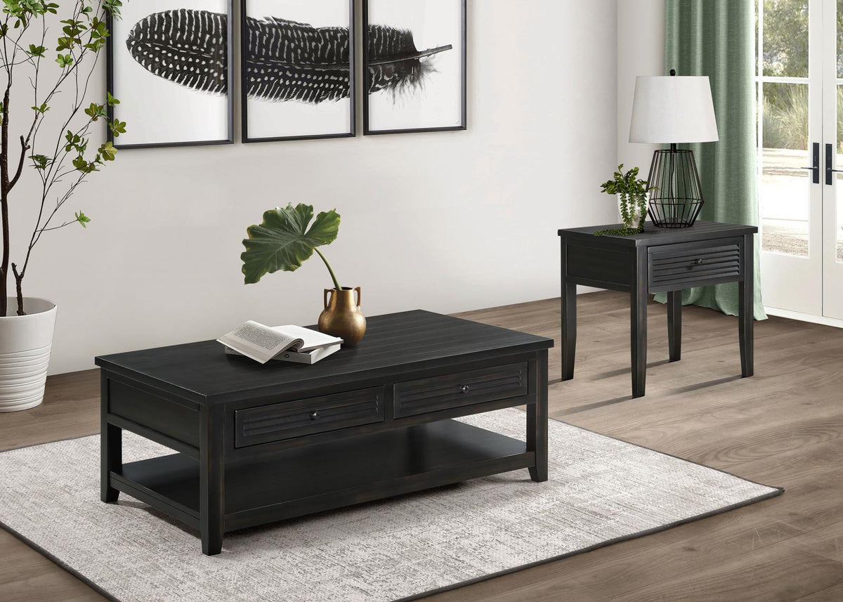 Concord Coffee and End Table Set Distressed Java