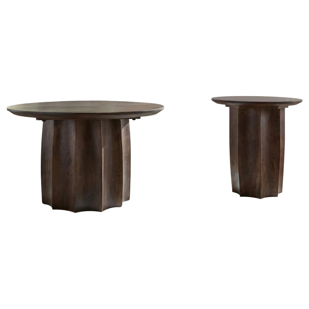 Cayenne Solid Mango Wood Coffee Table Set Walnut