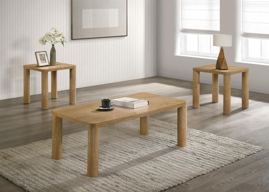 Castlewood Cocktail Coffee Table Set Light Oak