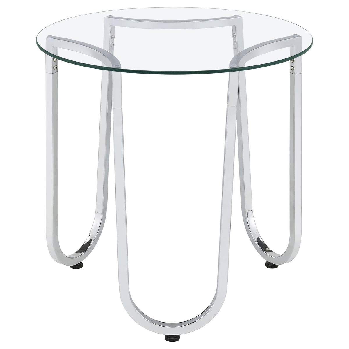 Beller Round Tempered Glass Top End Side Table Chrome