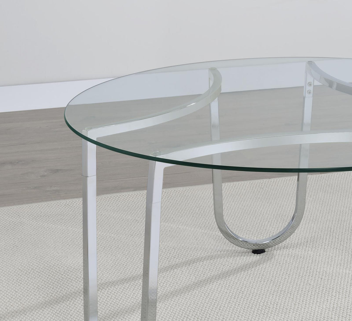 Beller Round Tempered Glass Top End Side Table Chrome