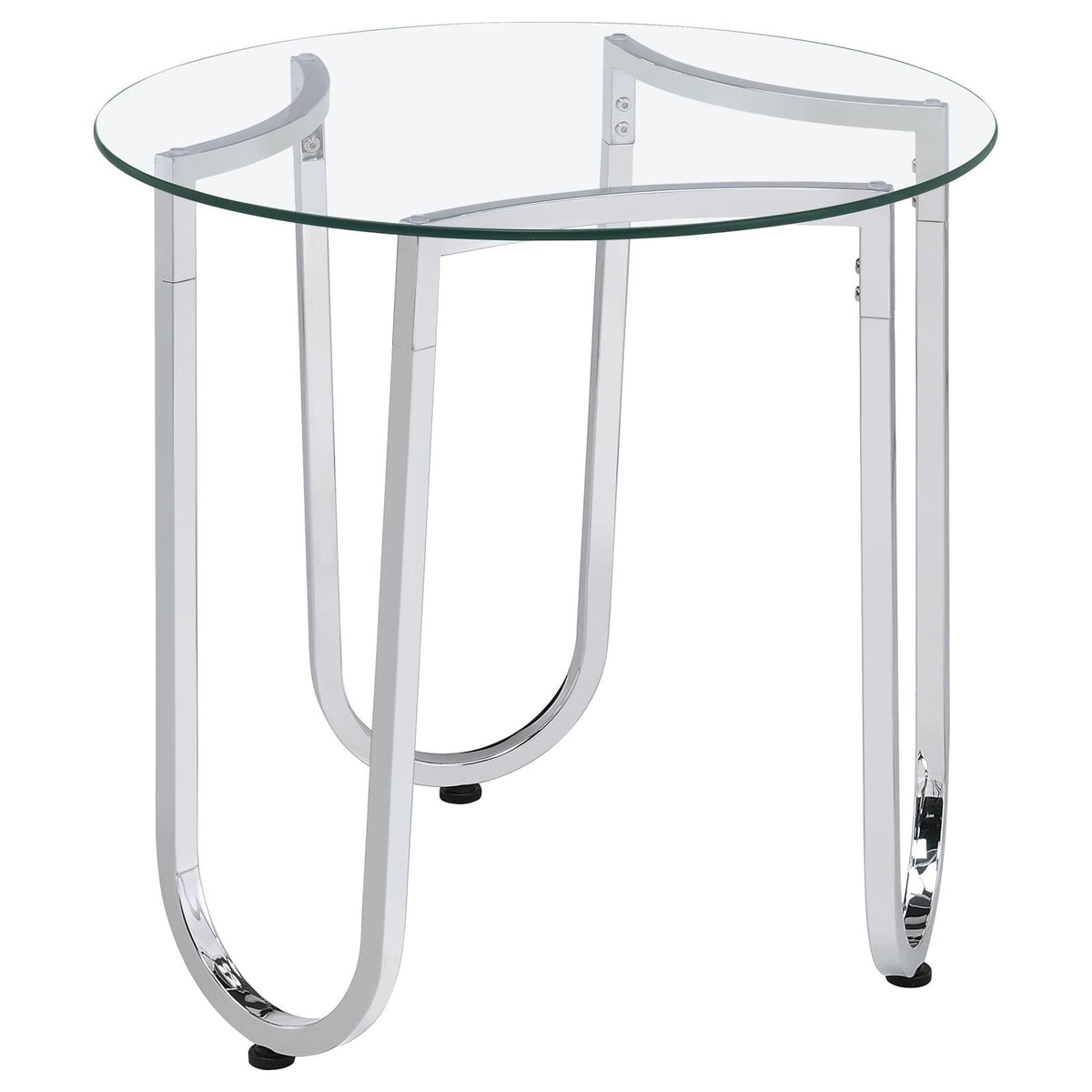 Beller Round Tempered Glass Top Coffee Table Set Chrome