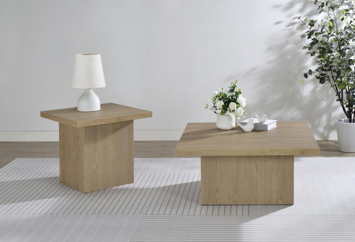 Devar Square Cocktail Coffee End Table Set Latte
