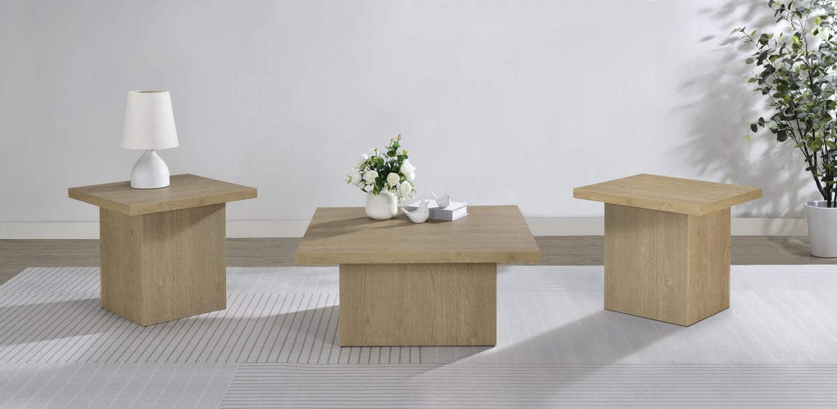 Devar Square Cocktail Coffee End Table Set Latte