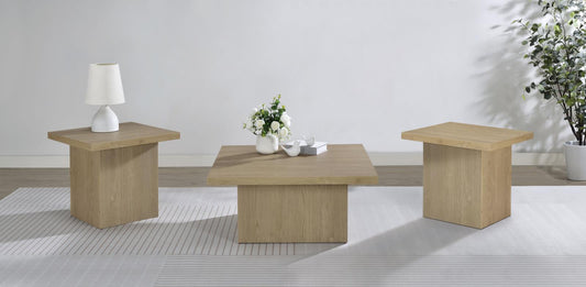 Devar Square Cocktail Coffee End Table Set Latte