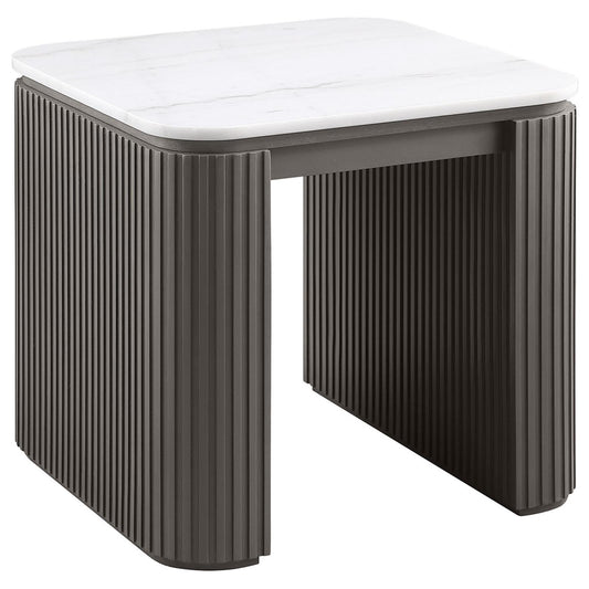 Lior Square Marble Top End Table Charcoal