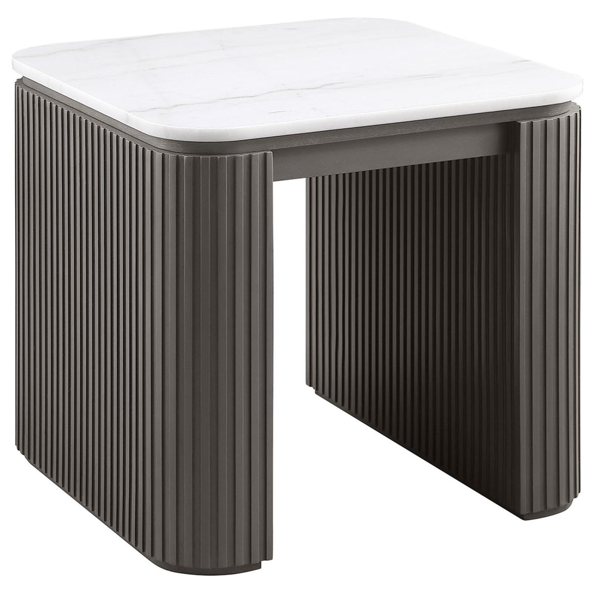 Lior 3-Piece Rectangular Marble Top Coffee and End Table Set Charcoal