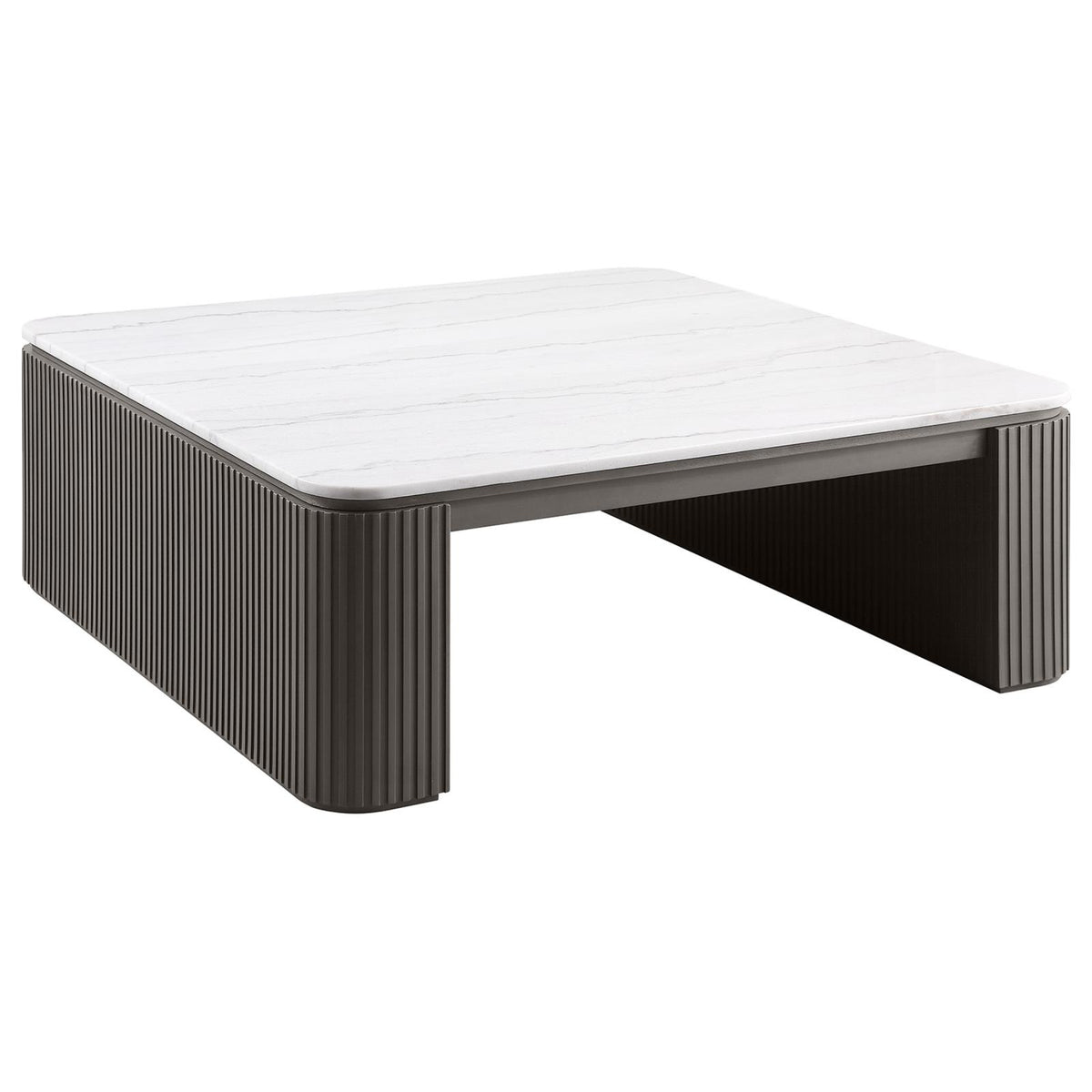 Lior 3-Piece Square Marble Top Coffee and End Table Set Charcoal