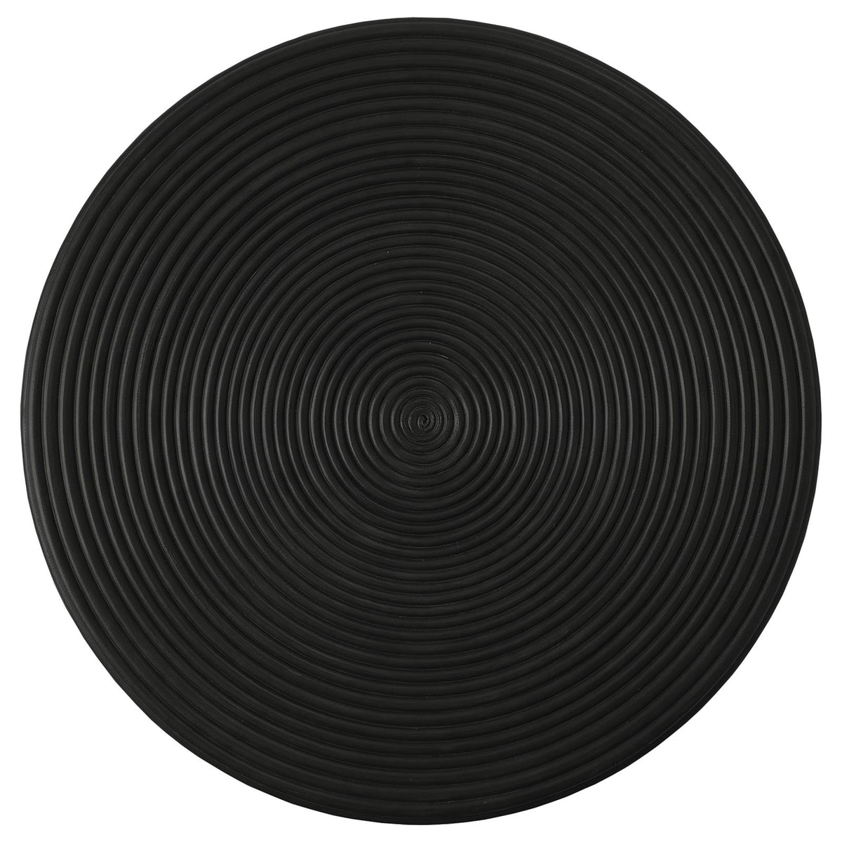 Macedo Round Ribbed Rattan Drum End Table Black