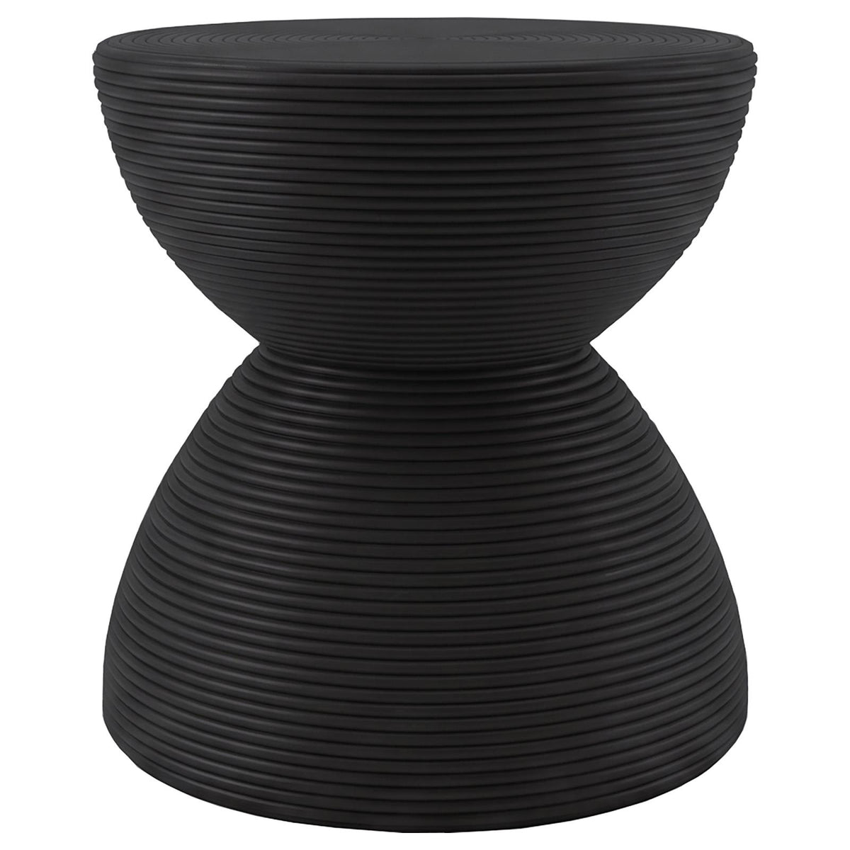 Macedo 3-Piece Transitional Round Rattan Coffee and End Table Set Black