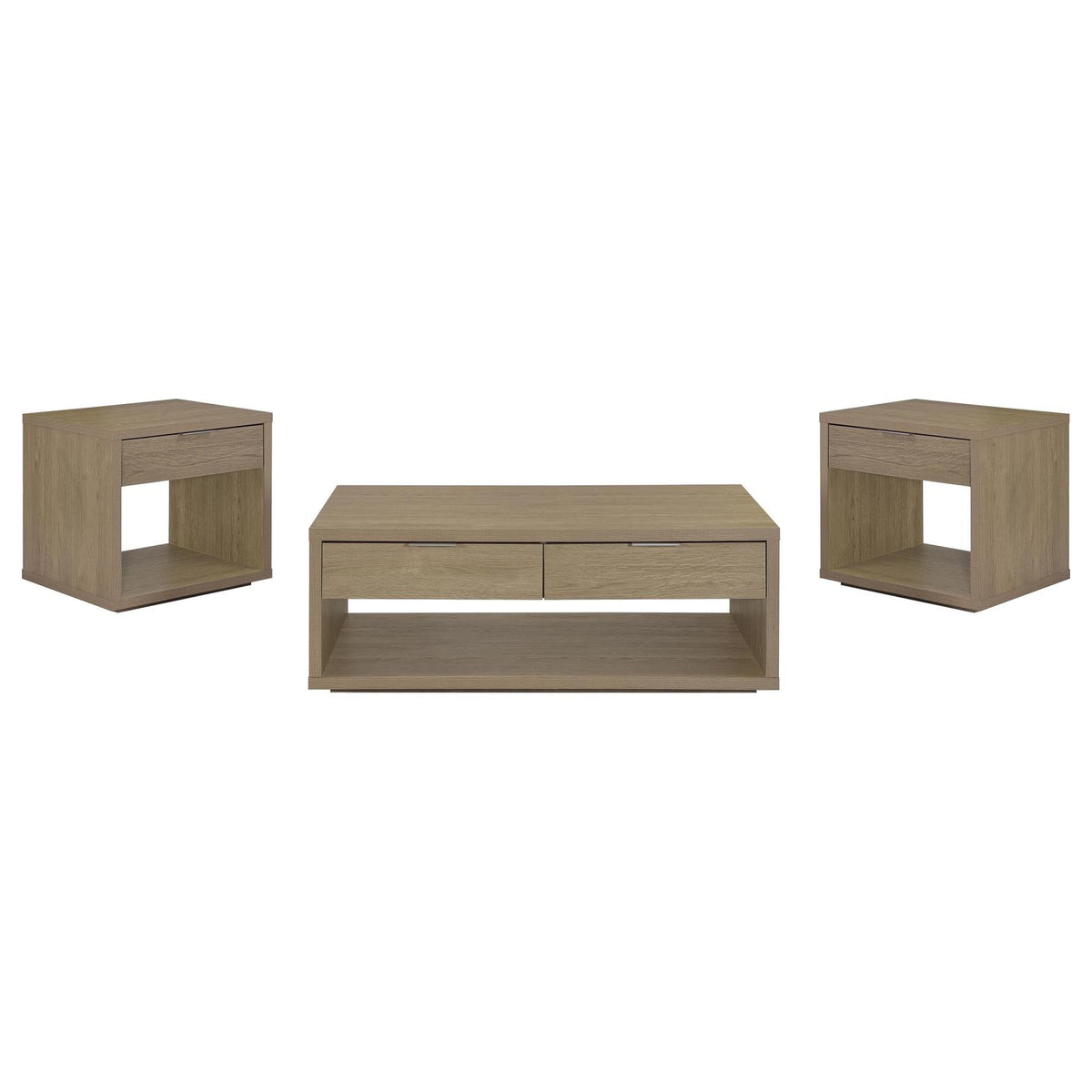 Ingram 3-Piece Coffee and End Table Set with Storage Latte