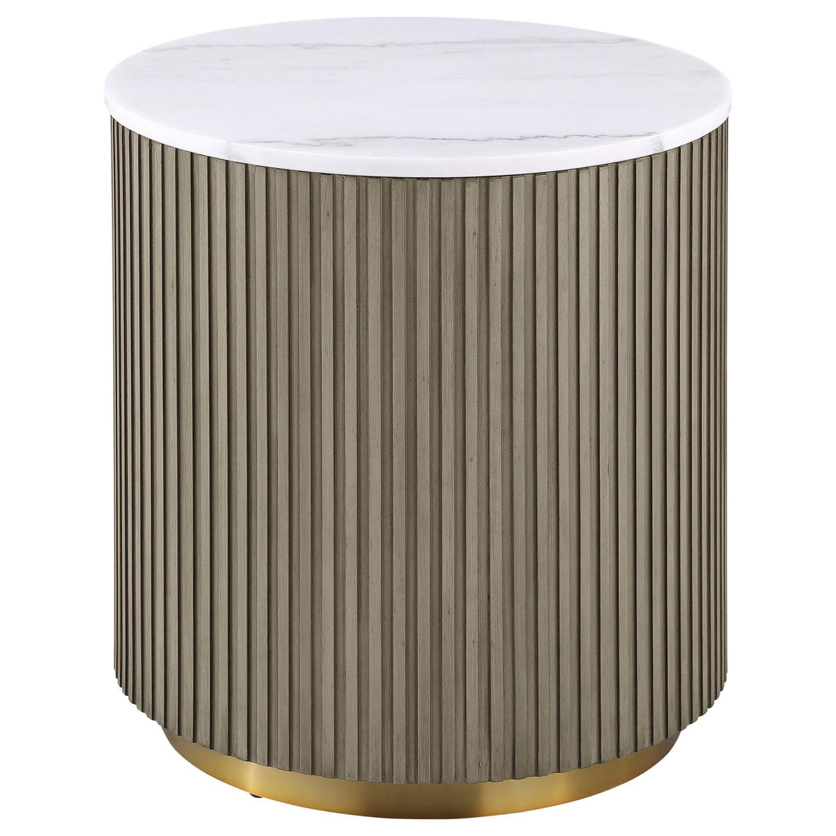 Jason Round White Marble Coffee Table Set Greige