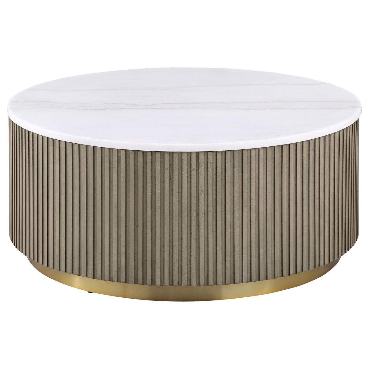 Jason Round White Marble Coffee Table Set Greige